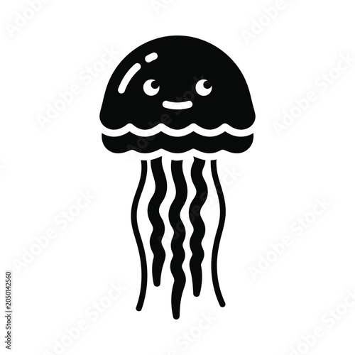 Illustration of smiling jellyfish cartoon character