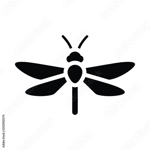 Black Fly Icon on White Background