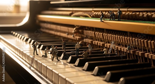 Close up of vintage brass stringed instrument.