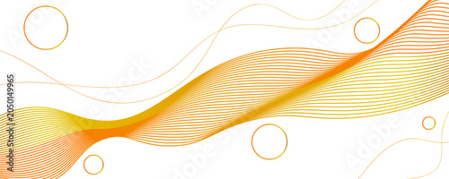 Abstract white background with orange and yellow gradient wave lines, elegant tech wavy flowing pattern vector illustration