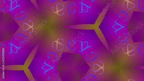 Ornamental typographic kaleidoscope loop with rich geometric textile pattern