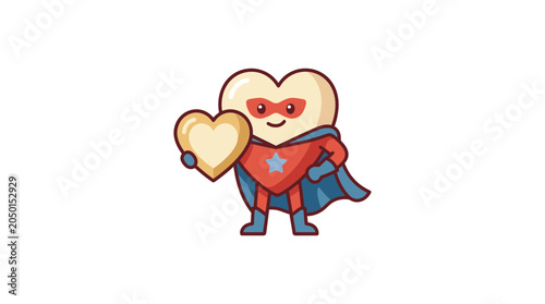 Photography Superhero Heart Character Holding Golden Heart, Love Hero Concept