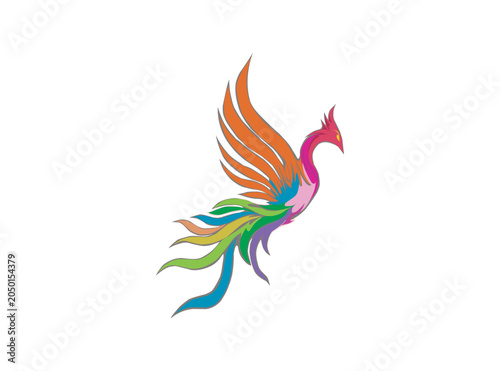 Flying Phoenix Fire Bird abstract Logo design vector template. 