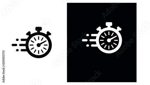 Obraz na płótnie Minimalist stopwatch icon set representing fast time and urgency in black and white flat design