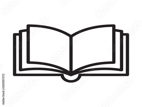 Open book line art vector illustration minimalist outline icon design