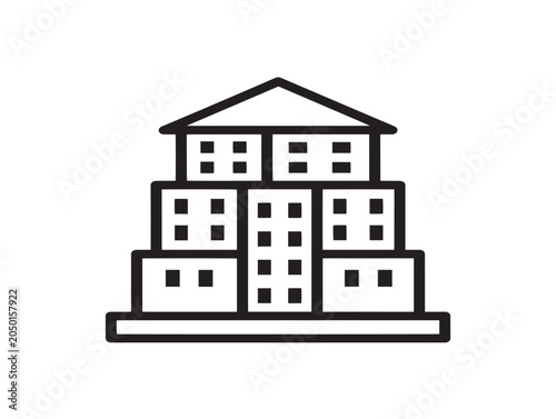 Modern Condominium Building Vector Line Art Illustration for Real Estate Design