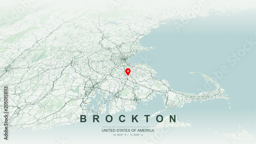 Tableau sur toile Modern minimalist vector map of Brockton, Massachusetts, USA