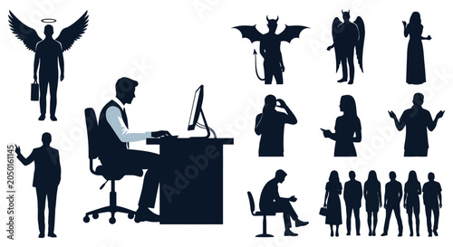 Tableau sur toile Silhouettes Depicting Moral Choices and Human Existence.