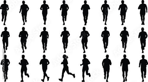 Foto Collection of Silhouettes of People Running in Various Poses and Paces runner hu