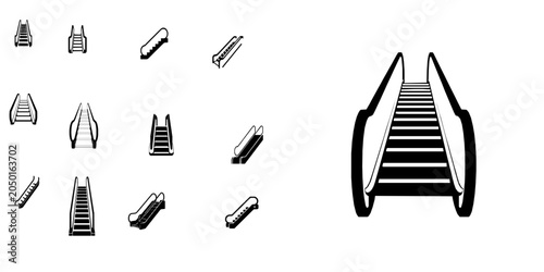 Escalator Moving Stairs Icon Minimal Black on White Flat Vector Clean Design