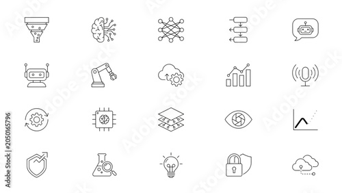 Foto Set of diverse flat design icons showing different types of office communication
