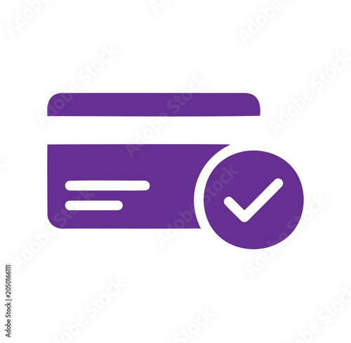 Purple Checkmark Icon on Card for Approved Transactions and Payments