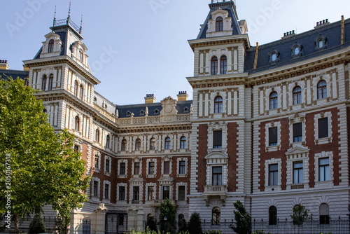 Facade of an ancient building in Budapest, Hungary