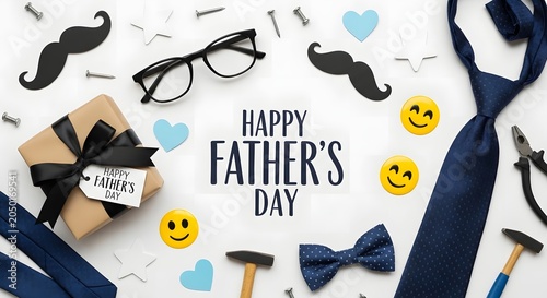 happy fathers day poster with smile emoji