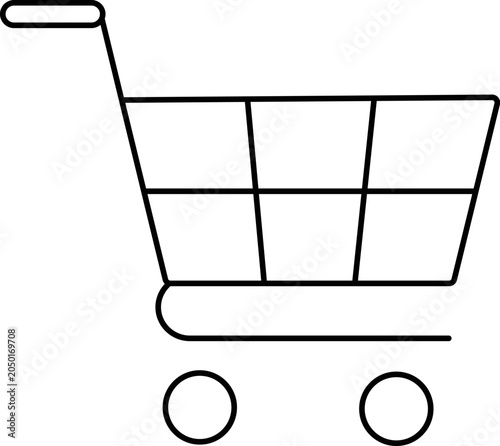 Minimal Shopping Cart Line Art Vector Icon