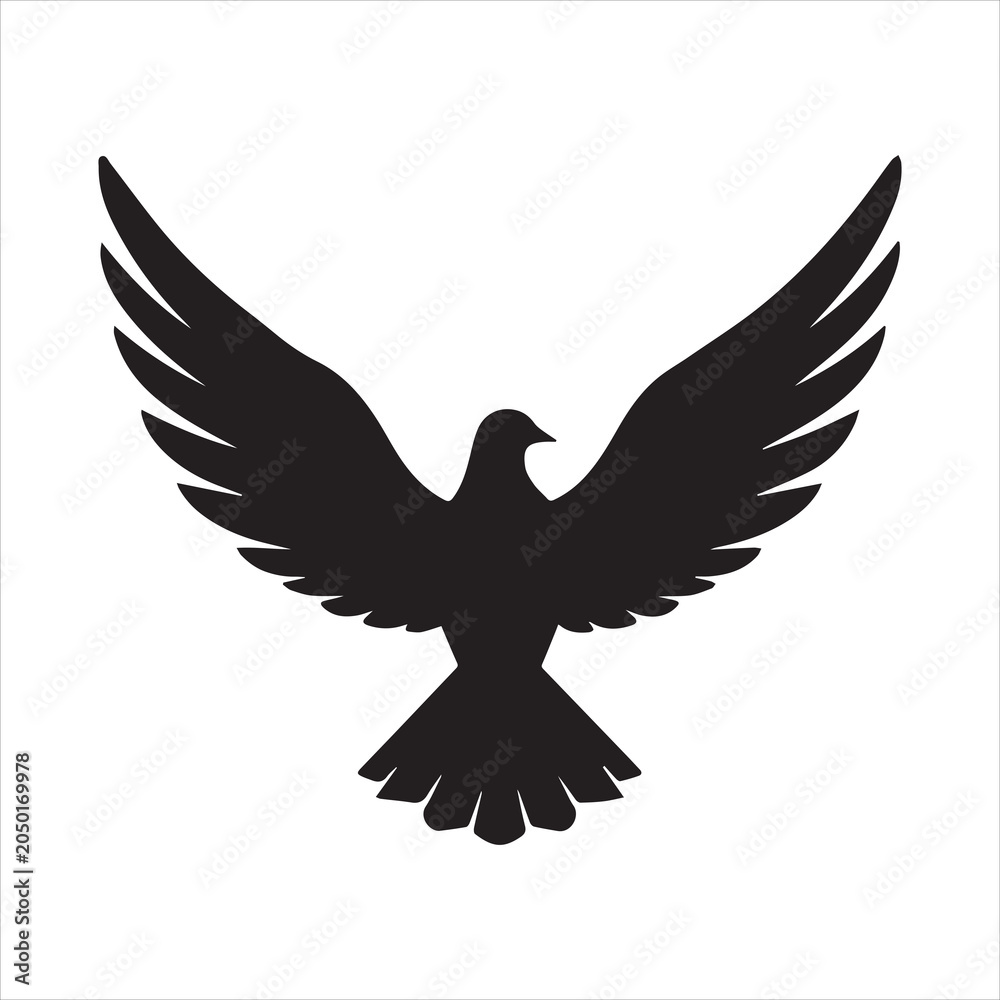 Fototapeta premium Eagle Silhouette Against White Background Minimalist Graphic Design
