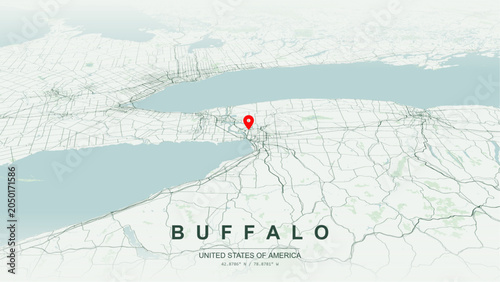 Bild auf Leinwand Modern minimalist vector map of Buffalo, New York, USA