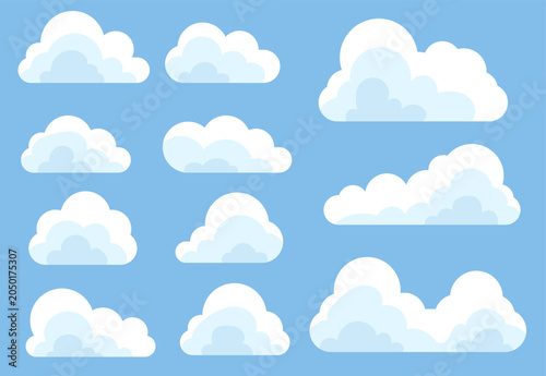 Layered Cloud Set Cute Flat Weather Illustration Collection