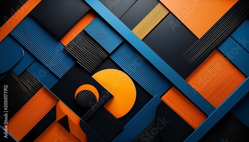 geometric shapes in blue orange black