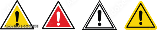 Foto Set of four warning signs with exclamation mark icons vector illustration