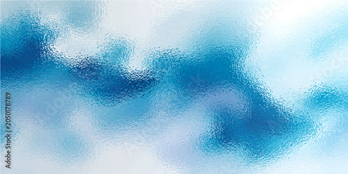 Abstract textured blue and white watercolor wash creates a serene and ethereal background, suggestive of water, mist, or soft clouds