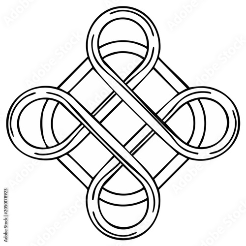 Intricate Celtic Knot Design in Black and White, Symbol of Interconnectedness