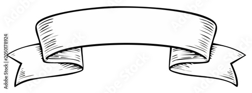 White ribbon banner, hand drawn vector sketch illustration for announcements or titles