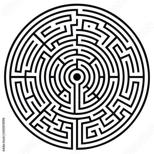 Bild auf Leinwand Circular maze puzzle graphic design with dead end labyrinth circular solution