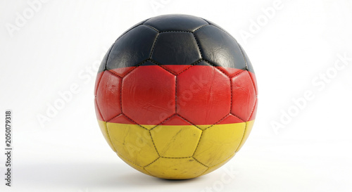 German flag soccer ball with clean studio lighting during a sports event concept isolated on white background