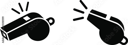 Fotografía Black whistle icons blowing loudly