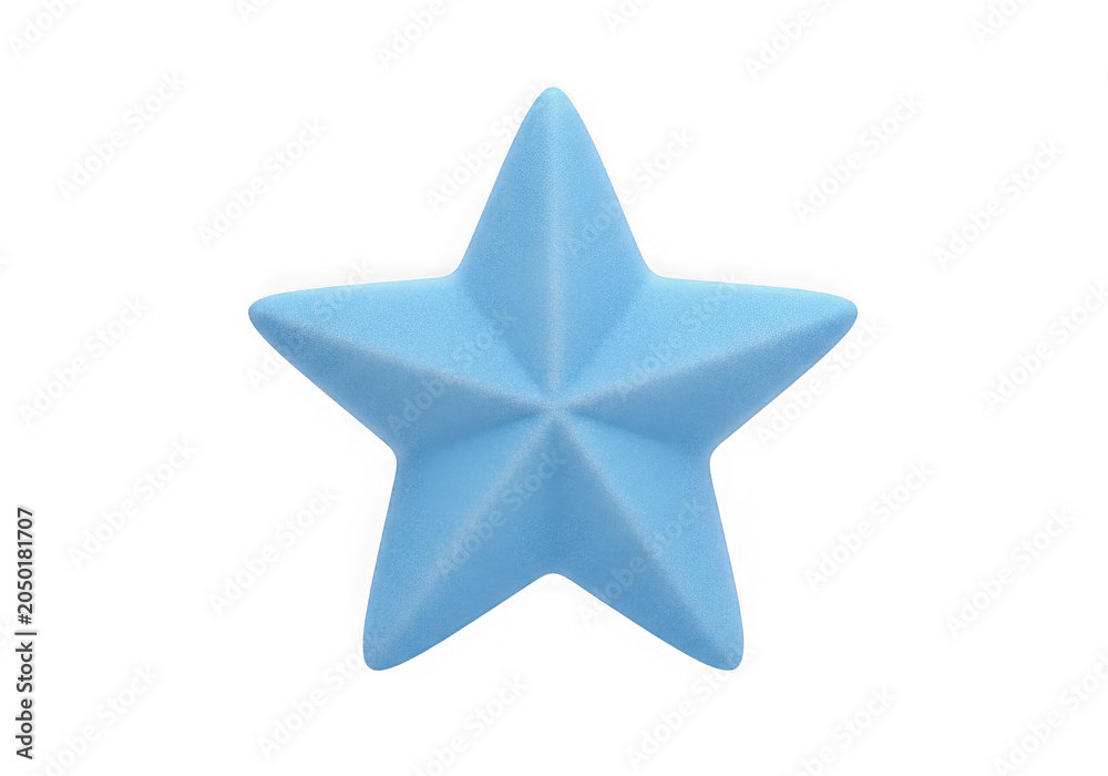 Obraz premium Simple blue 3d star icon with shiny texture isolated on transparent background