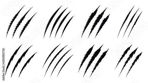 Photography Animal Claw Scratch Marks Set with Cat and Tiger Paw Scratches, Sharp Claw Damag