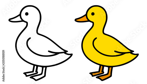 Slika na platnu Minimalist duck icon, in line art and colored style, for coloring page