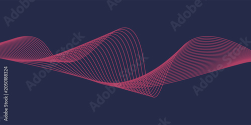 Cuadro en lienzo Thin line wavy background