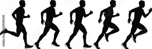Konstfotografi Running motion silhouette illustration set with athlete stride designs, decorati