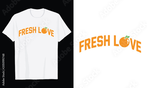 Retro Orange Fruit Fresh Love Varsity Typography T Shirt Design