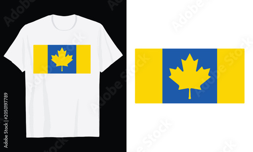 Canada Ukraine Solidarity Flag Maple Leaf T Shirt Design