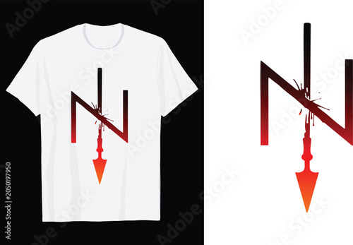 Edgy Wolfsangel Spear Grunge Tactical T Shirt Design