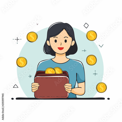 Woman Holding Wallet Full of Coins
