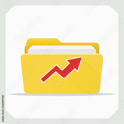 Yellow Folder with Upward Trend Arrow Icon