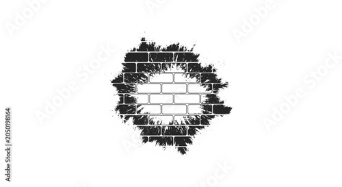 Black Hole in Brick Wall Background.