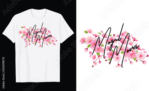 Japanese Cherry Blossom Mogul Nova Elegant T Shirt Design