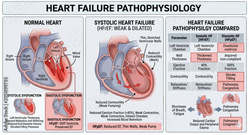 Understanding Heart Failure Pathophysiology: Normal vs. Systolic and Diastolic Failure