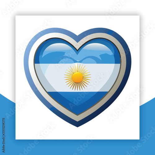 Stylized Heart Graphic Featuring the Argentinian National Flag, Symbolizing Love and Patriotism for the South American Nation
