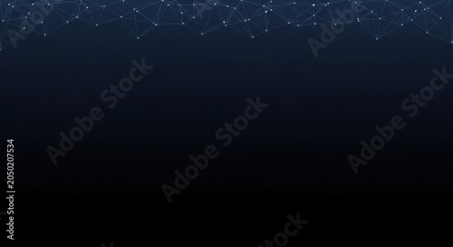 Abstract network illustration with connected dots and lines on a dark blue gradient background