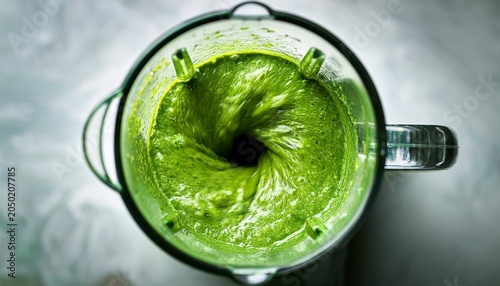 green smoothie whirlpool inside blender top down view
