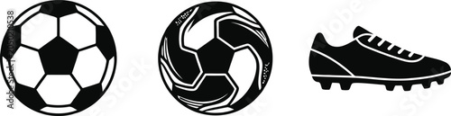 Fotografía Black soccer balls and cleat icons