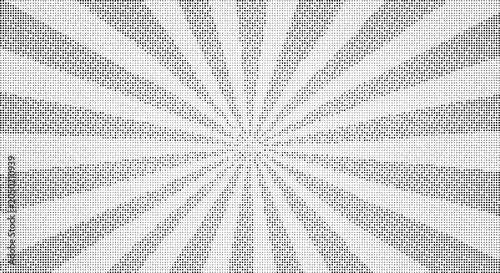 Canvas Print Abstract geometric halftone dot pattern with radial emanating lines for background