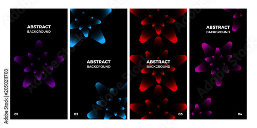 Collection of Modern Abstract Geometric Backgrounds with Neon Gradient Shapes