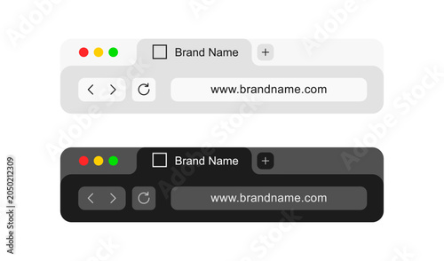 Light and dark browser URL bar template. website logo mockup with domain bar vector